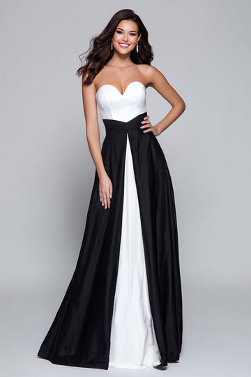 Noir et blanc Sweetheart Une robe longue formelle ligne